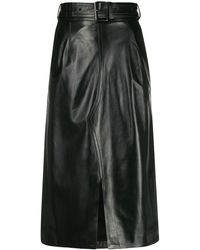 Marni Falda midi de cuero con talle alto - Negro