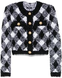 Balmain - Vichy Tweed Short Jacket - Lyst