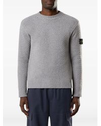 Stone Island - Compass-Patch Waffle-Knit Sweater - Lyst