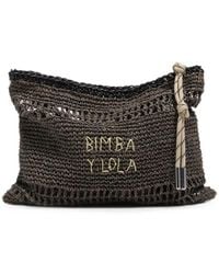 Bimba Y Lola - Medium Chocolate Raffia-Effect Handbag - Lyst
