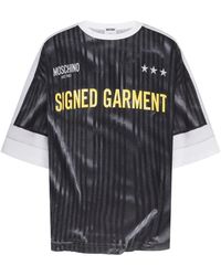 Moschino - Loose-Fit T-Shirt With Vertical Stripes And Statement Print - Lyst