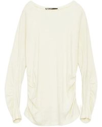 Bimba Y Lola - Ivory Gathered Raglan T-Shirt - Lyst