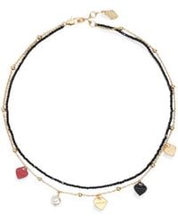 Bimba Y Lola - Double-Chain Necklace With Crystal Hearts And Logo - Lyst