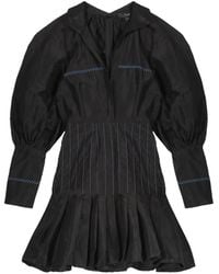 Ellery - Geplooide Mini-Jurk Met Pofmouwen - Lyst