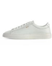 BOSS - Kieran Grained-Leather Sneakers - Lyst