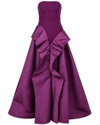 Safiyaa - Strapless Flared Maxi Dress - Lyst