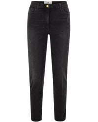 Elisabetta Franchi - Jean Slim À Taille Haute - Lyst