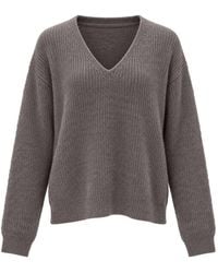 C.T.Plage - V-Neck Ribbed-Knit Sweater - Lyst