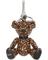 Burberry Leather Thomas The Bear Keyring - Brown