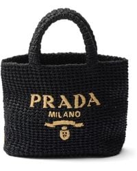 Prada - Sicily Gehaakte Shopper - Lyst