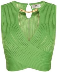 Elisabetta Franchi - Ribbed-Knit Cropped Top - Lyst
