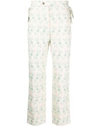 Bode - Floral-embroidery Straight-leg Trousers - Lyst