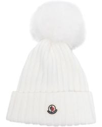 Moncler - Pompom-Detail Ribbed Beanie - Lyst