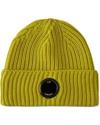 C.P. Company - Ribbed-Wool Lens-Detail Beanie Hat - Lyst