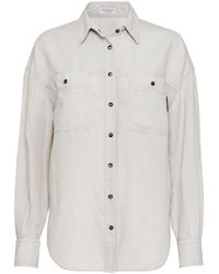 Brunello Cucinelli - Linen-cotton Blend Shirt - Lyst