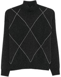 Peserico - Diamond-Pattern Sweater With High Neckline - Lyst