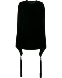 Saint Laurent Wide Sleeve Velvet Mini Dress - Zwart