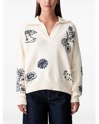 Scotch & Soda - X Royal Delft Floral-Embroidered Polo-Collar Sweater - Lyst