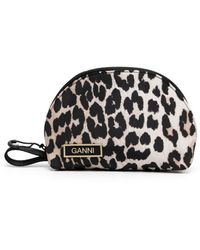 Womens Bags Makeup bags and cosmetic cases Ganni Leopard Print Recycled Shell Vanity Bag in Black 