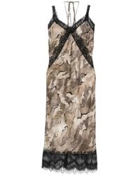 Pinko - Midi Camouflage-Print Lace-Trim Dress - Lyst