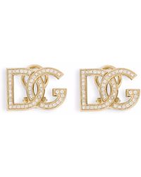 Dolce & Gabbana - 18kt Yellow Gold Logo Sapphire Clip-on Earrings - Lyst