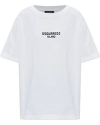 DSquared² - Tops ,Wit ,Katoen T-Shirt Met Print - Lyst