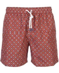 Fedeli - Geometric-Print Swim Shorts - Lyst