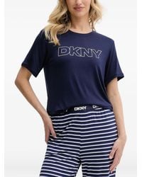 DKNY - Gestreifter Pyjama mit Logo - Lyst