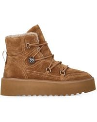 Pinko - Lace-Up Suede Ankle Boots - Lyst