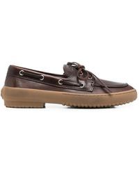 Miu Miu - Lace-Up Leather Loafers - Lyst