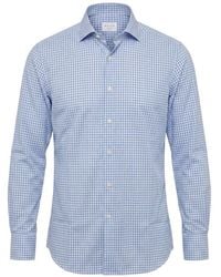 Xacus - Gingham-Check Long-Sleeve Shirt - Lyst