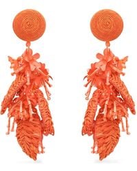 Oscar de la Renta - Raffia Tassel Bouquet Clip-On Earrings - Lyst