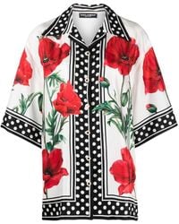 Dolce & Gabbana - Hemd Aus Seiden-twill Mit Blumenprint - Lyst