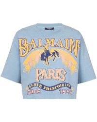 Balmain - Cropped Western T-shirt - Lyst
