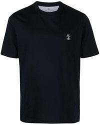 Brunello Cucinelli - T-shirt Met Geborduurd Logo - Lyst