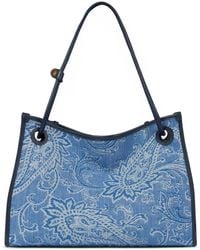 Etro - Medium Eyes Jacquard Denim Tote Bag - Lyst