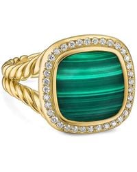 David Yurman - 18Kt Albion Malachite And Diamond Ring (15Mm) - Lyst