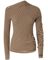 Pinko - Striped Ruched-Detail Top - Lyst