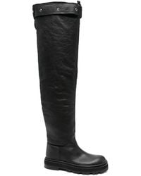 Patrizia Pepe - Leather Over-The-Knee Buckle Boots - Lyst