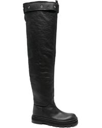 Patrizia Pepe - Leather Over-The-Knee Buckle Boots - Lyst