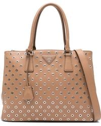 Prada - Galleria Eyelet-Embellishment Tote Bag - Lyst