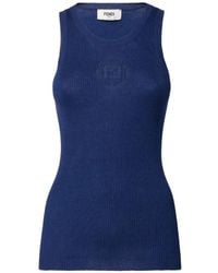 Fendi - Ribbed-Knit Ff-Motif Top - Lyst