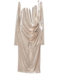 Patrizia Pepe - Metallic-Effect Ruched Midi Dress - Lyst
