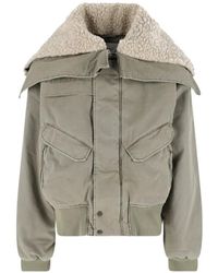 Entire studios - Shearling-Collar Corduroy-Panel Jacket - Lyst