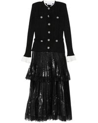 Self-Portrait - Crystal-Embellished Pleated Midi Dress - Lyst