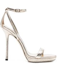 Jimmy Choo - Moza Metallic-Effect Platform Sandals - Lyst