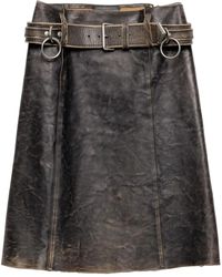 Prada - Leather Mini Skirt - Lyst