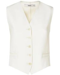 Fendi - Ivory Wool Gilet - Lyst