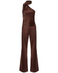 Pinko - Long Satin Jumpsuit With Sash - Lyst