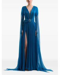 IMROSKA - Pleated Belted Maxi Dress - Lyst